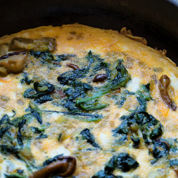 Spinatomelett mit Kräuterfrischkäse